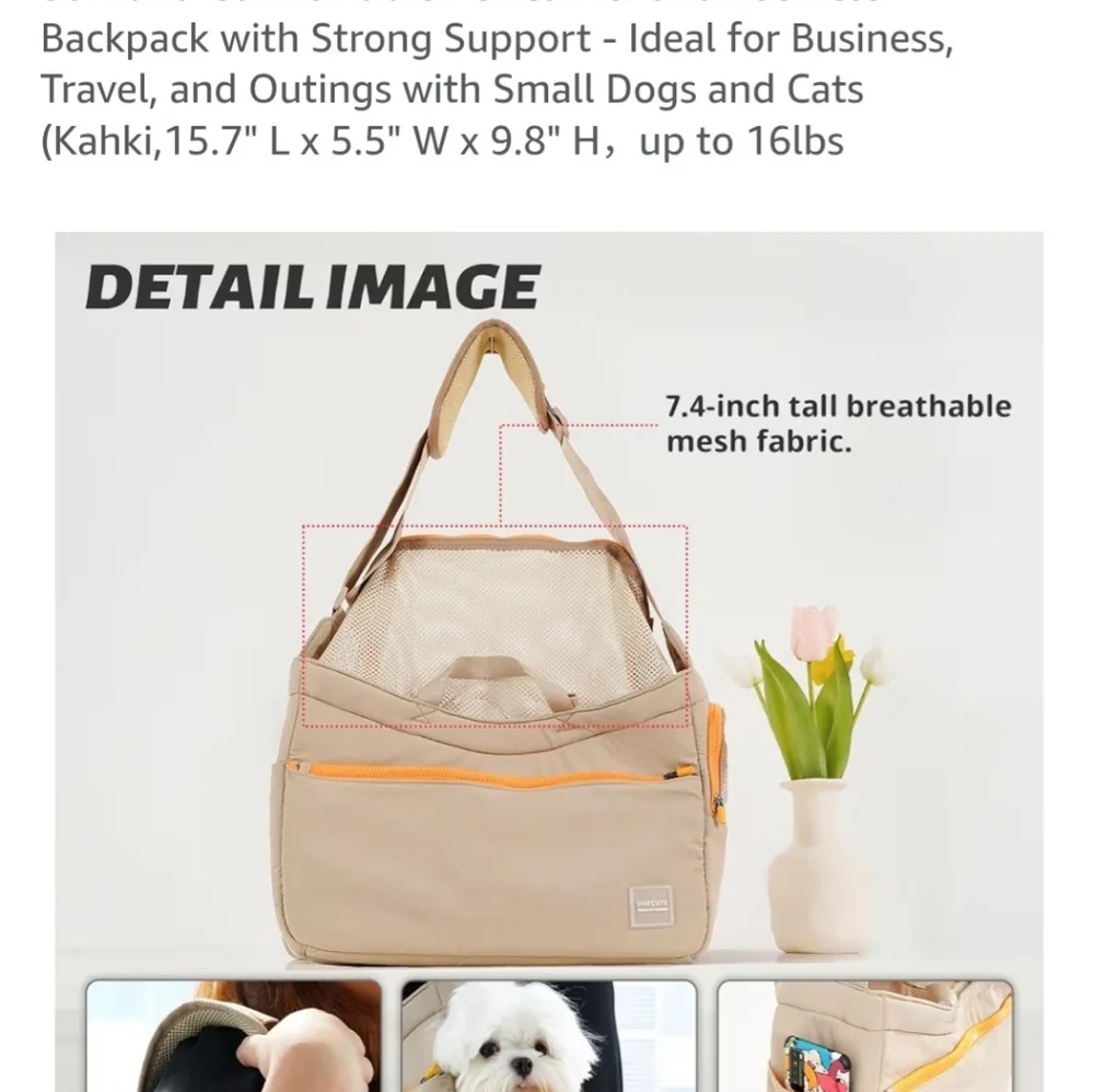NWT Beige Pet Carrier Tote Bag
